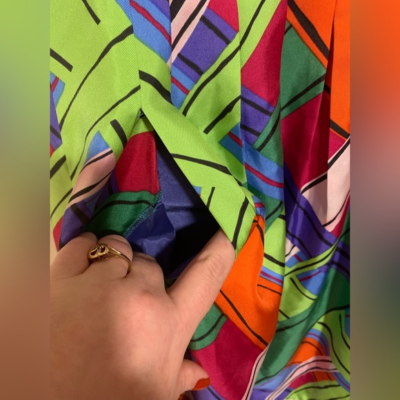 Anthropologie Leifsdottir Anthro Calliope Bright Abstract Plaid 100% Silk Dress - Picture 2 of 9